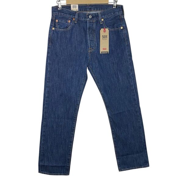 Levis 501 Jeans Mens 30x30 Blue Straight Leg Button Fly Cotton Medium Wash NWT - Picture 1 of 14